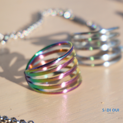 Anel Bold Rainbow em Aço Inoxidável | SADI OUI Jewellery