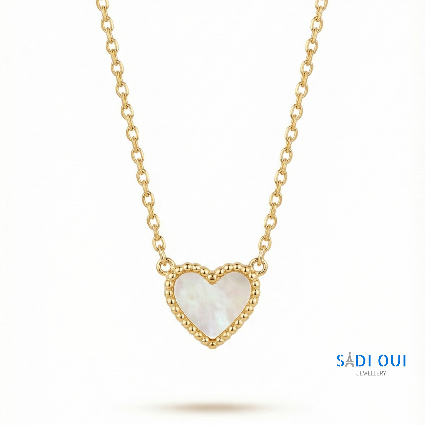 Colar SENTIR -  Aço Inoxidável Dourado com Coração Branco