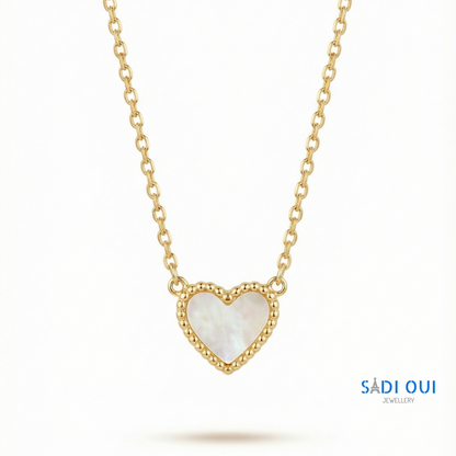 Colar SENTIR -  Aço Inoxidável Dourado com Coração Branco