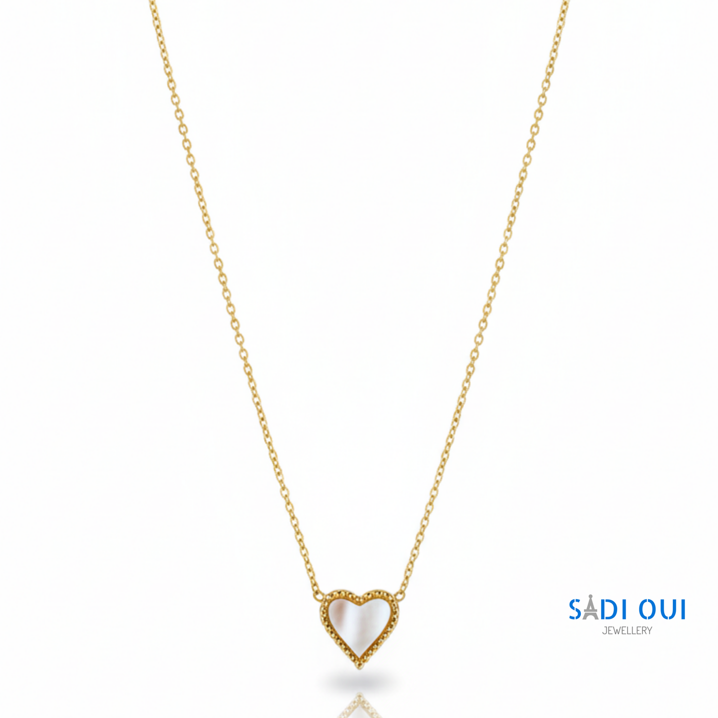 Colar SENTIR -  Aço Inoxidável Dourado com Coração Branco