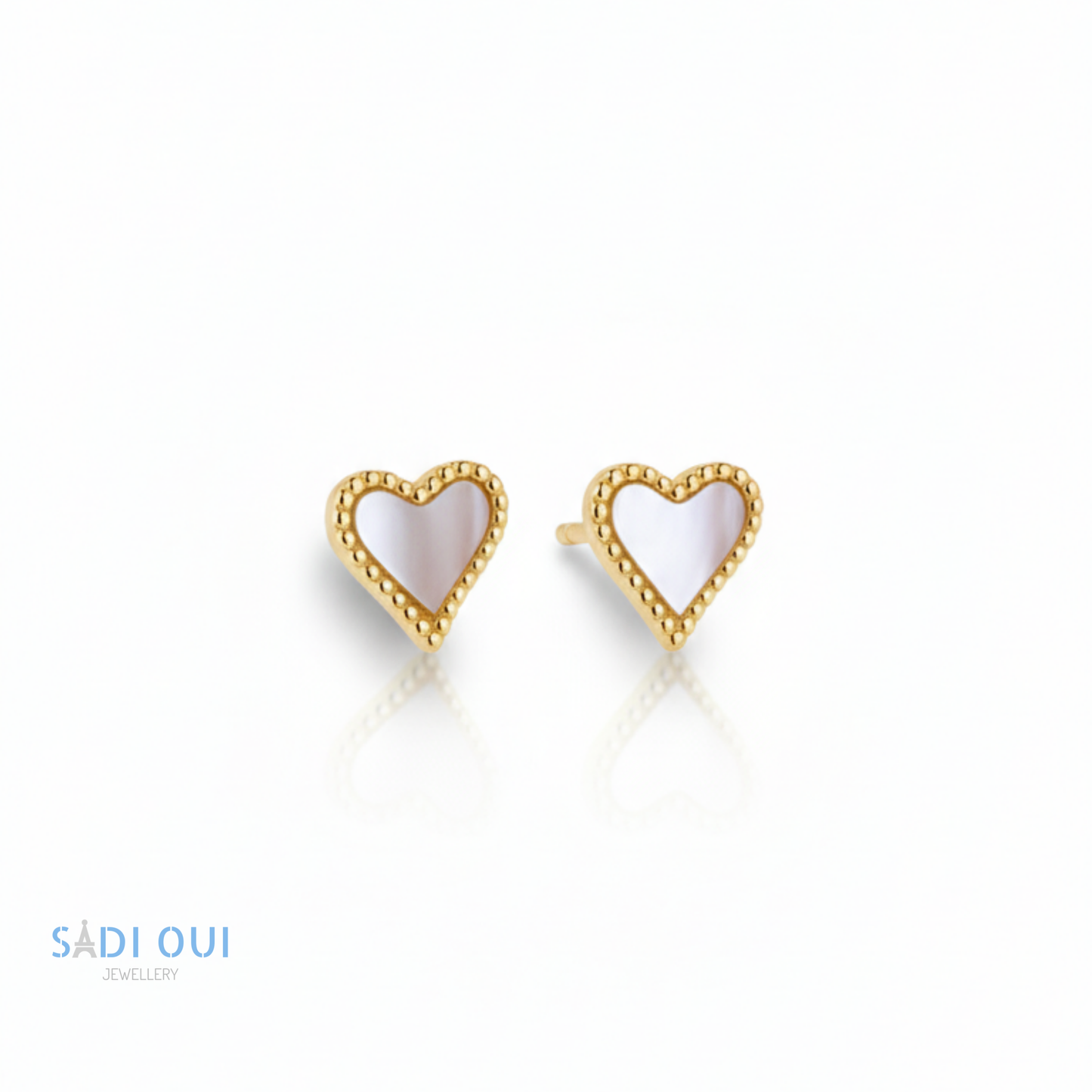 Brincos SENTIR -  Aço Inoxidável Dourado com Coração Branco